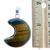 MOON Tigers Eye Solid 925 Sterling Silver Pendant