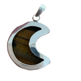 MOON Tigers Eye Solid 925 Sterling Silver Pendant