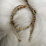 Mixed Gemstone 3-4 mm Beaded Necklace