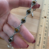 Tigers Eye Solid 925 Sterling Silver Bracelet