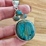 Solid 925 Sterling Silver Labradorite Pendant