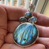 Solid 925 Sterling Silver Labradorite Pendant