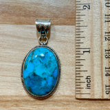 Copper Turquoise Solid 925 Sterling Silver Pendant
