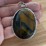 Tigers Eye Solid 925 Sterling Silver Pendant